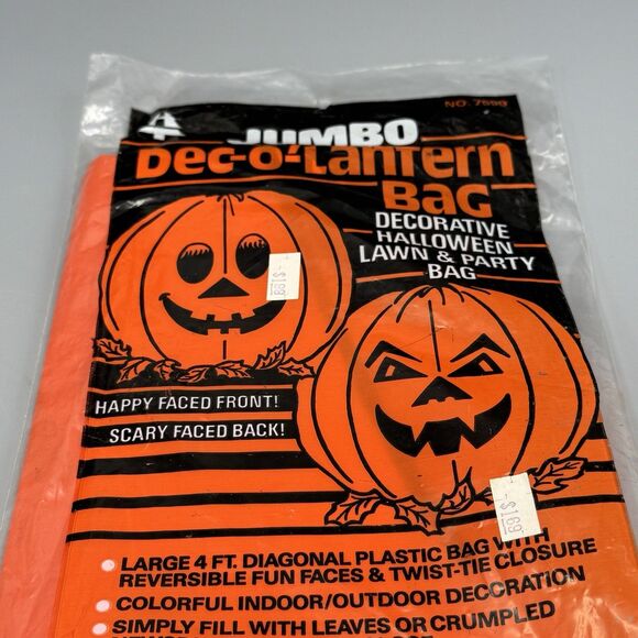 Decorative Pumpkin Lawn Bags Halloween And Jumbo Dec-o-Lantern Party Leaf Bags - Picture 9 of 9
